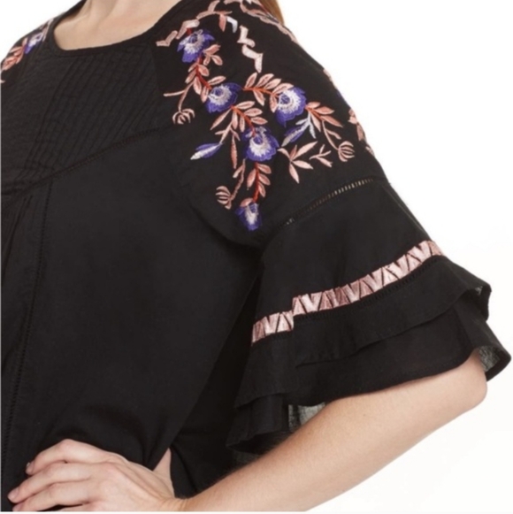 Free People Pavlo Embroidered Black Floral Boho Dress - Picture 3 of 11